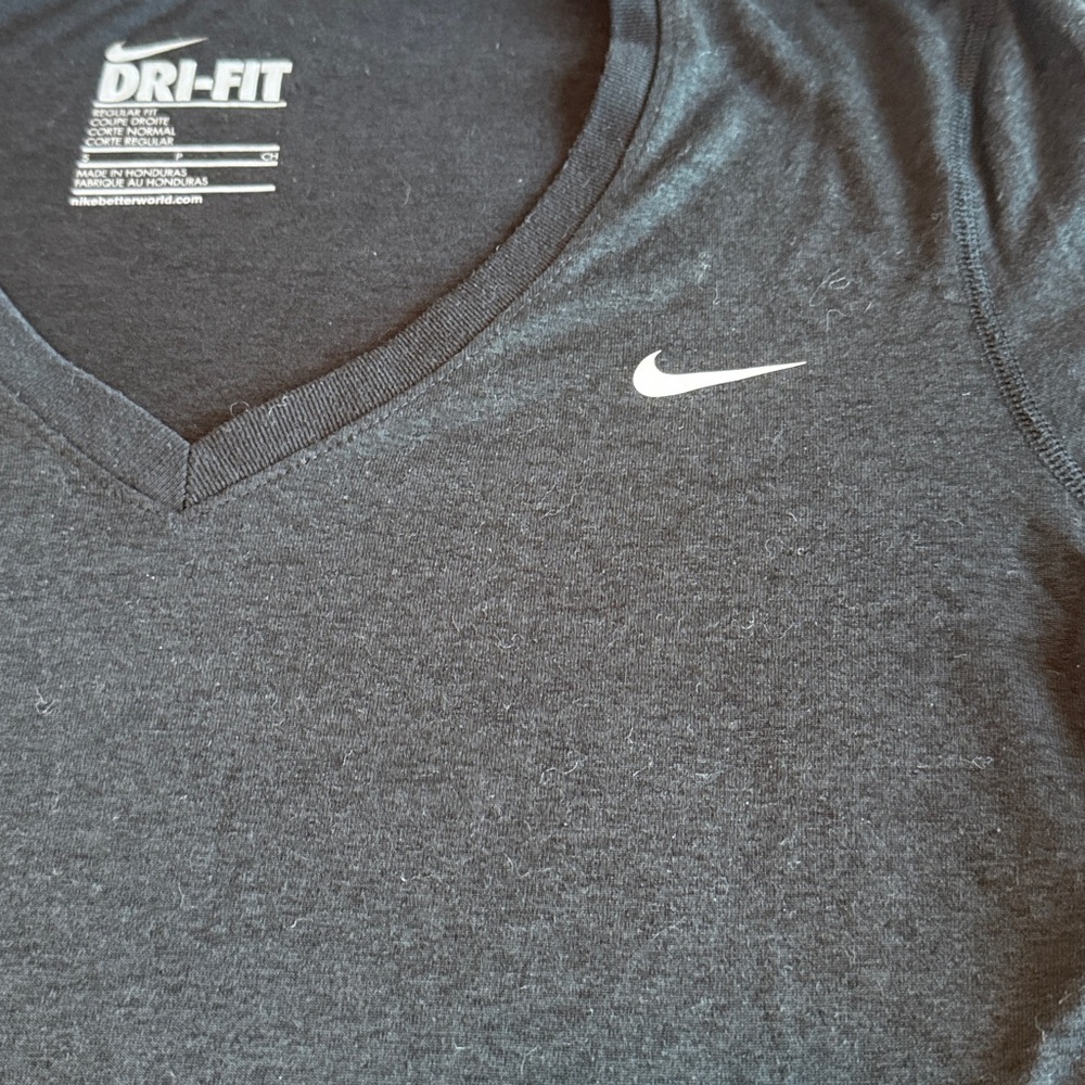 Nike Women's Black Dri-FIT V-Neck Tee - Picture 4 of 5